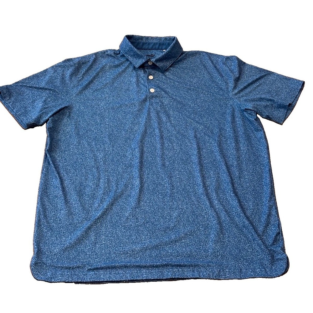 Puma Mens L Blue Granite Speckle All Over Print Golf Polo Perform Short Sleeve